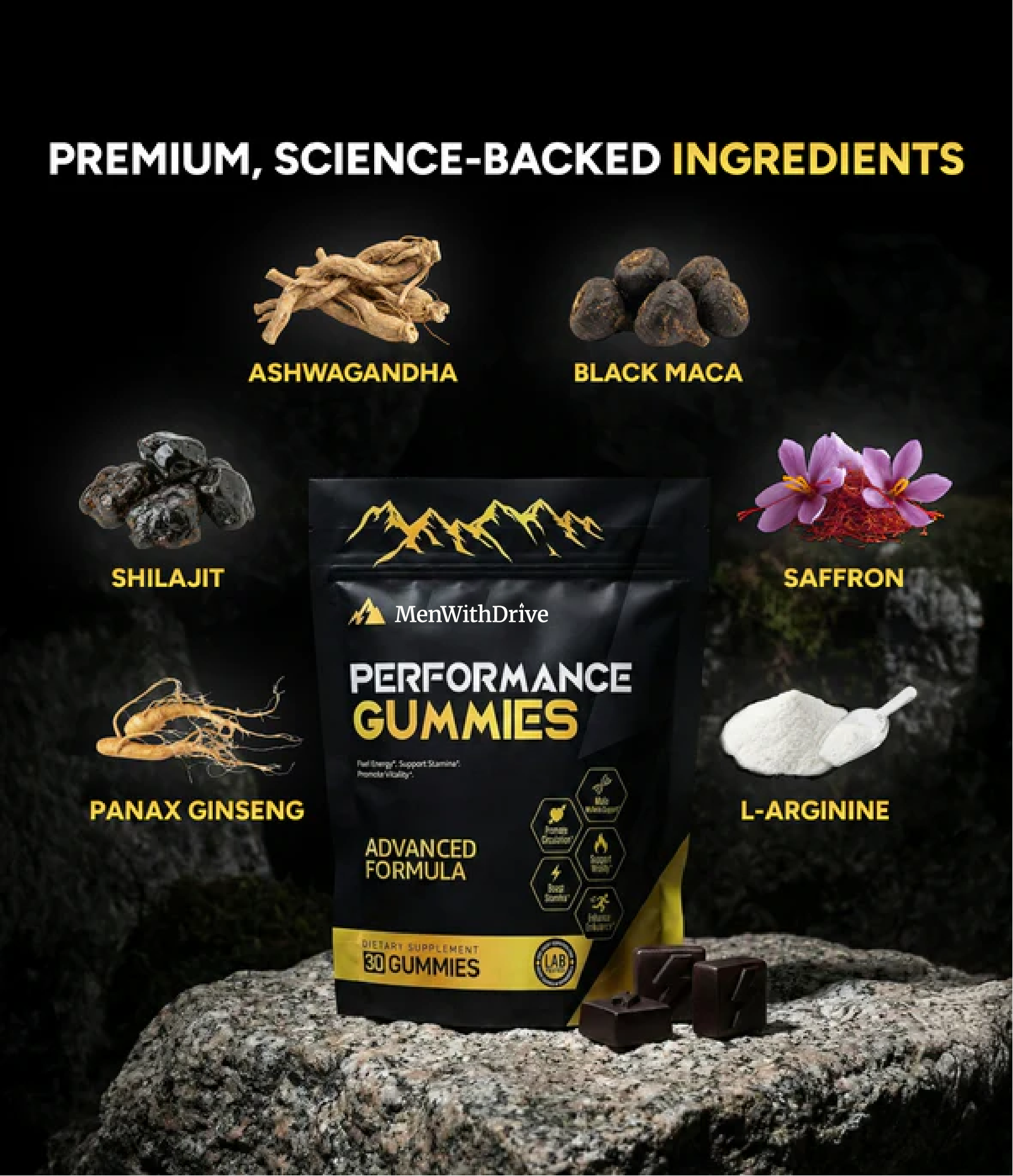 PERFORMANCE GUMMIES. YOUR 6-IN-1 SUPPORT.